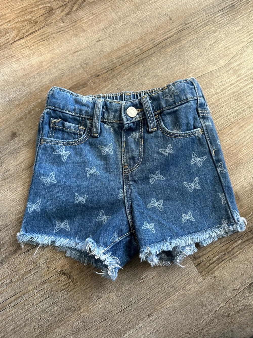 Vintage Style Old Navy Denim Butterfly Print Shorts - Blue